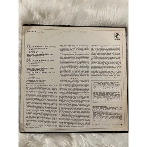 Classical Vinyl of Bach Concerto for 3 Pianos and Mozart's Concerto for 3 Pianos - Picture 9 of 11